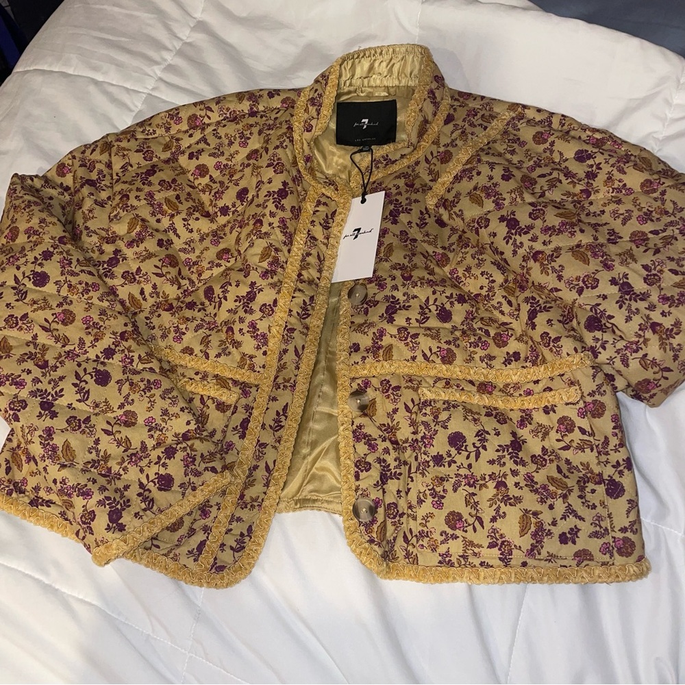 7 for all mankind Quilted Floral Jacket lightweight button down coat
